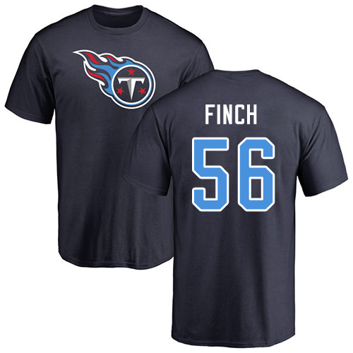 Tennessee Titans Men Navy Blue Sharif Finch Name and Number Logo NFL Football #56 T Shirt->tennessee titans->NFL Jersey